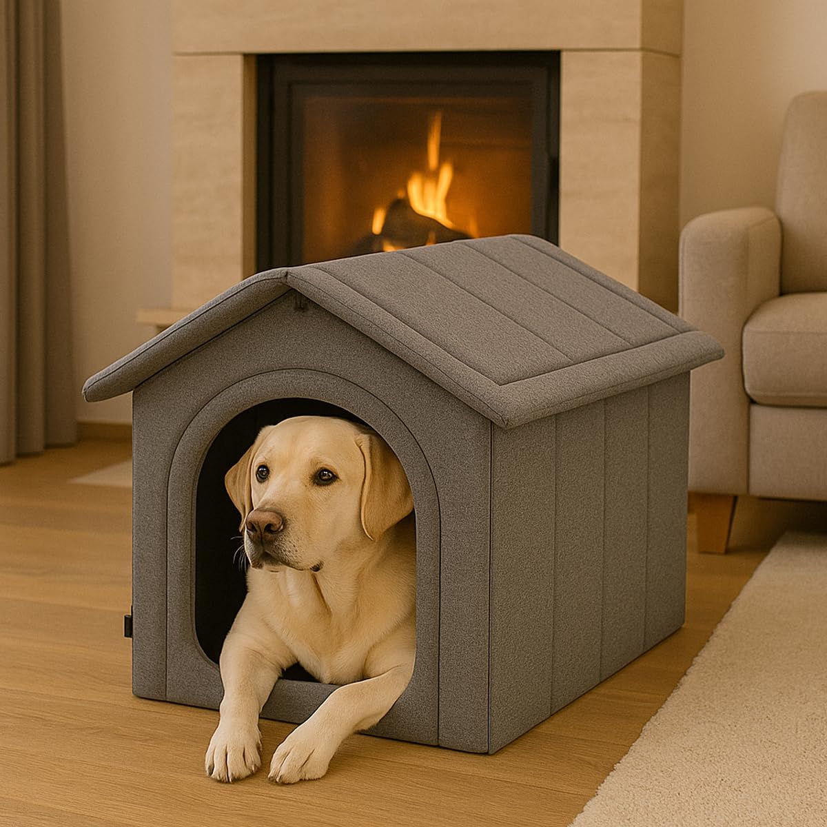 Hundehöhle Hundebett Hundehaus Hundehütte S-XXXL Ökoleinen viele Farben