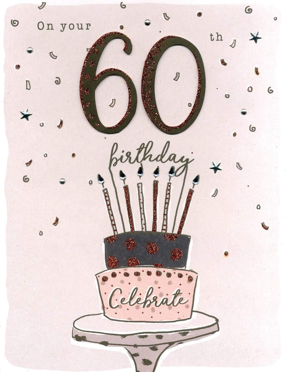 On Your 60th Birthday Gigantic Greeting Card Embellished A4 Sized Cards AO012
