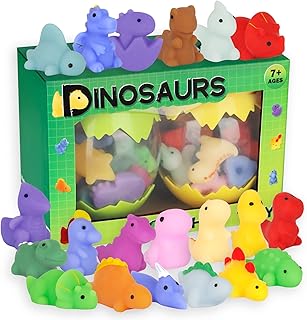 SEKEAHU Mochi Squishy Dinosaur Toys, 20pcs Squishy Toys with 2 Dinosaur Eggs, Unique Easter Gifts for Kids, Loot Bag Fillers Easter Basket Stuffers, Party Favors for Kids 7- 8-12, Boys Girls Adults