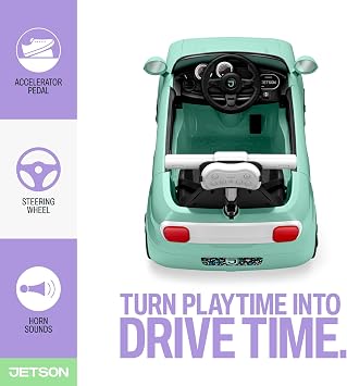 Jetson Mako Kids Electric Motor Assist Push Car, 3 Modes: Push, Drive or Remote Control, Top Speed of 3 mph, Seatbelt, Headlights, Recommended Ages: 2-4 Years