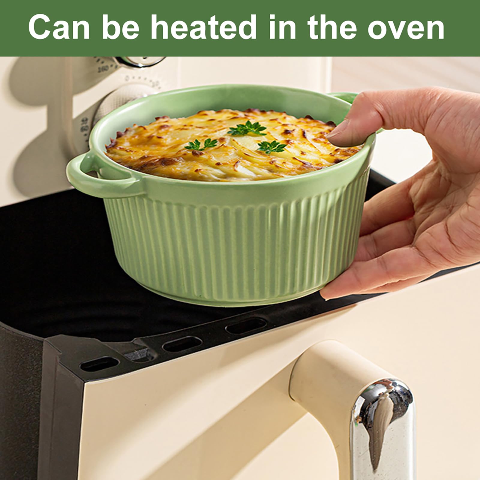 Mini Cocotte met deksel, keramische ovenschaal met handgrepen