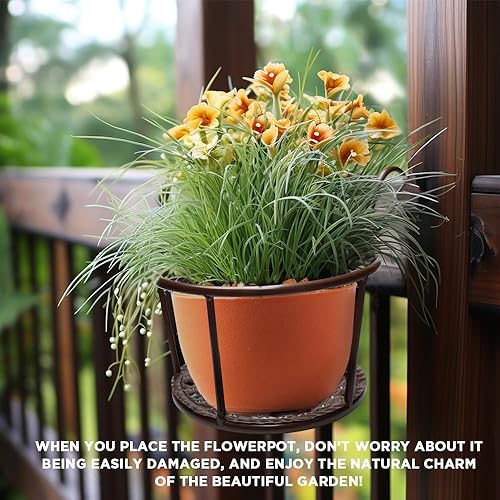 Miniatura 5 de Iron Art - Cesta colgante de maceta de metal para colgar macetas de interior, paquete de 3 plantas al aire libre, perfectas para porches y