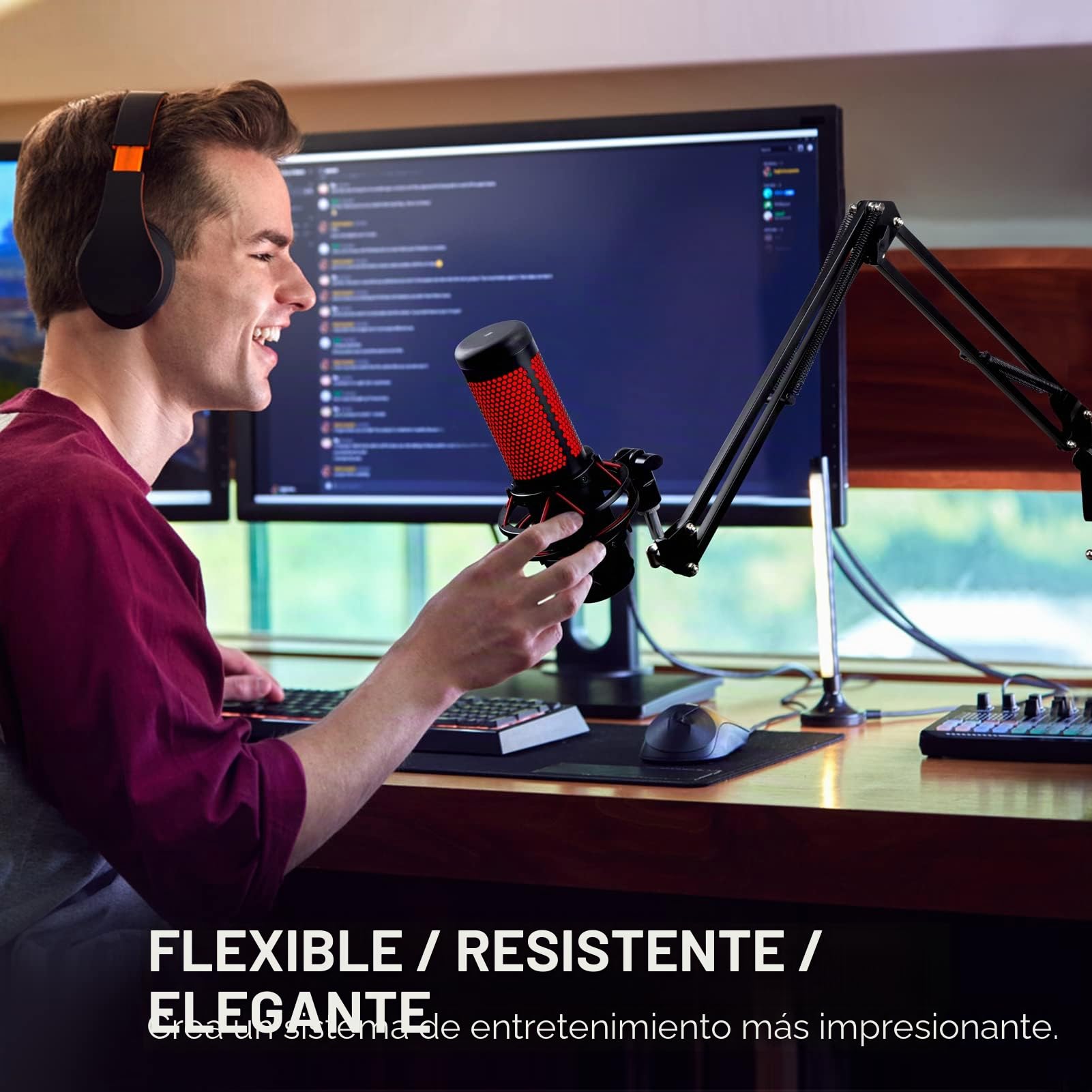 YOUSHARES Brazo de Micrófono Boom Arm: Compatible con HyperX QuadCast/S/SoloCast, Fifine K688/AM8/, Rode PodMic, Shure SM7+, Blue Yeti, Razer Seiren, Soporte de Microfono Mesa para Gaming, Streaming