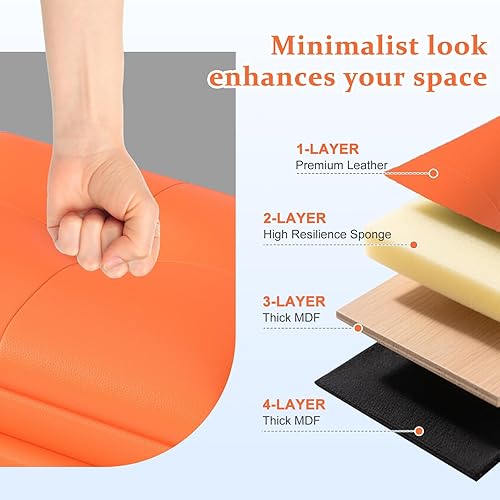 Miniatura 6 de kinbor Sillas de sala de espera, silla de invitados de oficina de piel sintética, banco de recepción tapizado de 5 asientos, muebles de vestíbulo