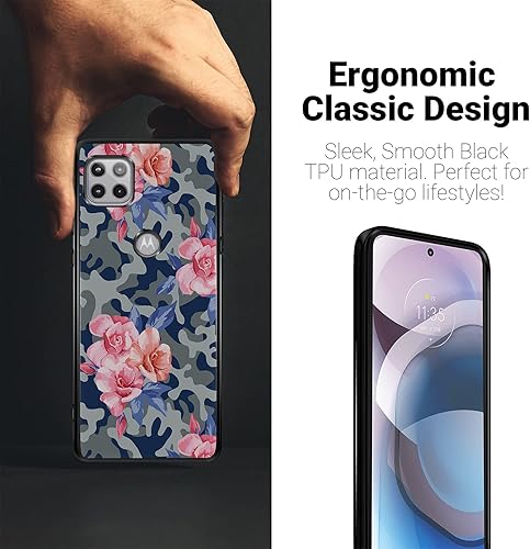 Miniatura 10 de CasesOnDeck Black Case for Motorola Moto One 5G Ace (2021)  Moto One 5G Ace TPU CaseGel Flex TPU Tropical Floral Series - Flexible Ultra Slim Black