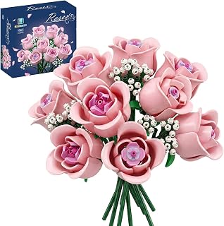 Roses Flowers Building Set for Adutls,Botanical Floral Collection | Gifts for Anniversary for Her for Birthday Home Decor for Table Display