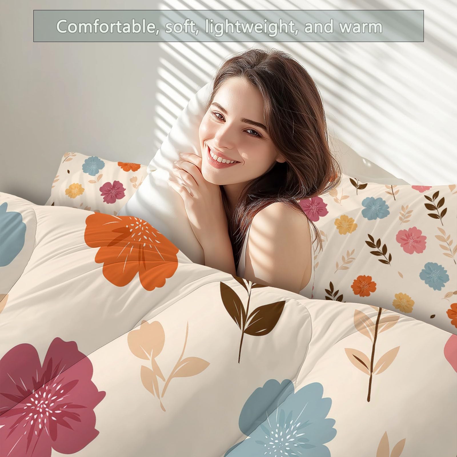 CozyRest Edredon Relleno nordico Cama Infantil Algodón - Floral Acuarela Dibujos Animados Cama 90 - Bebe rellena Juego de Manta 150x200 cm con Almohada 50 x 75 cm por niños e niñas Beige