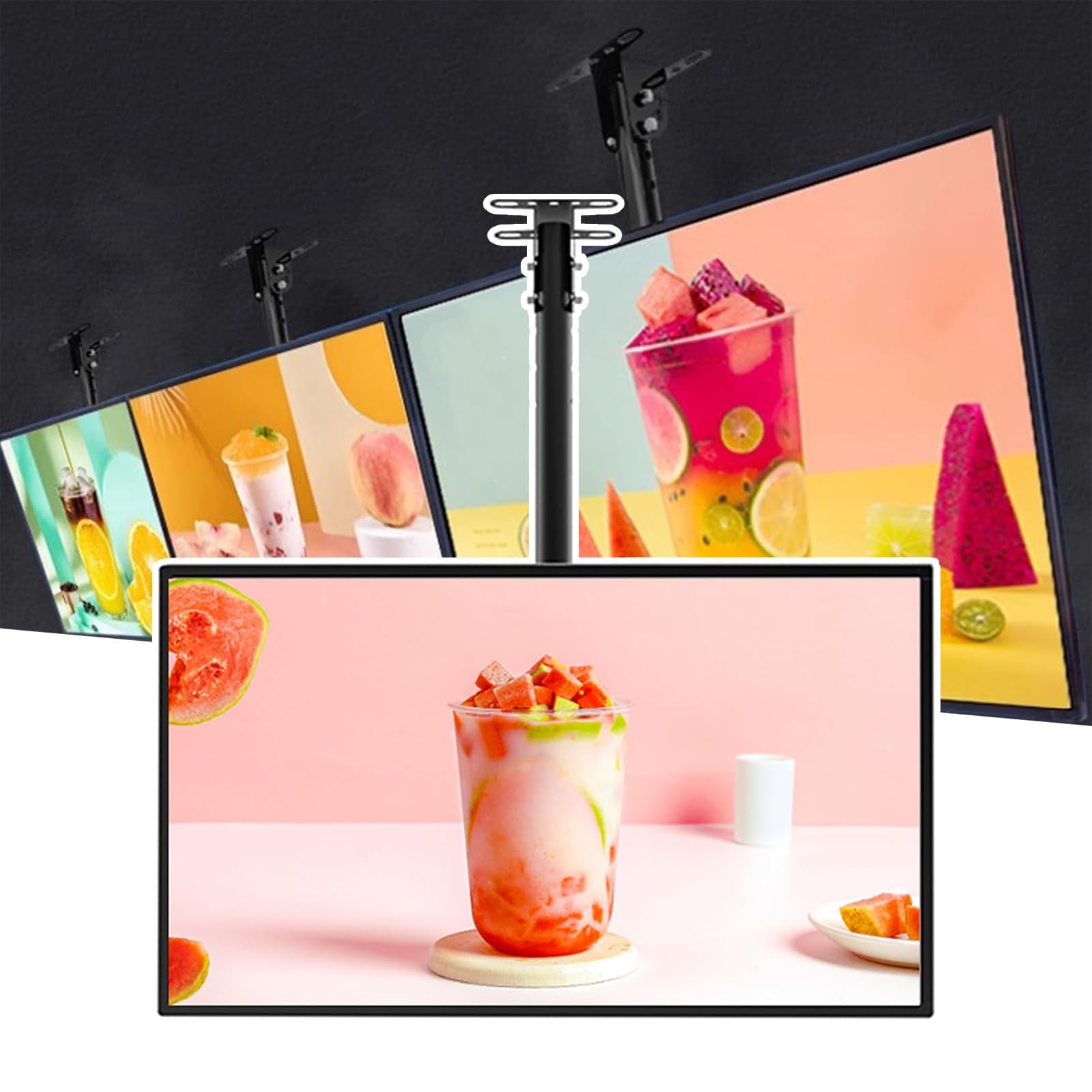 Letrero digital para menú, 3 pantallas LED para restaurante, cafetería, tienda, publicidad, monitor comercial ajustado