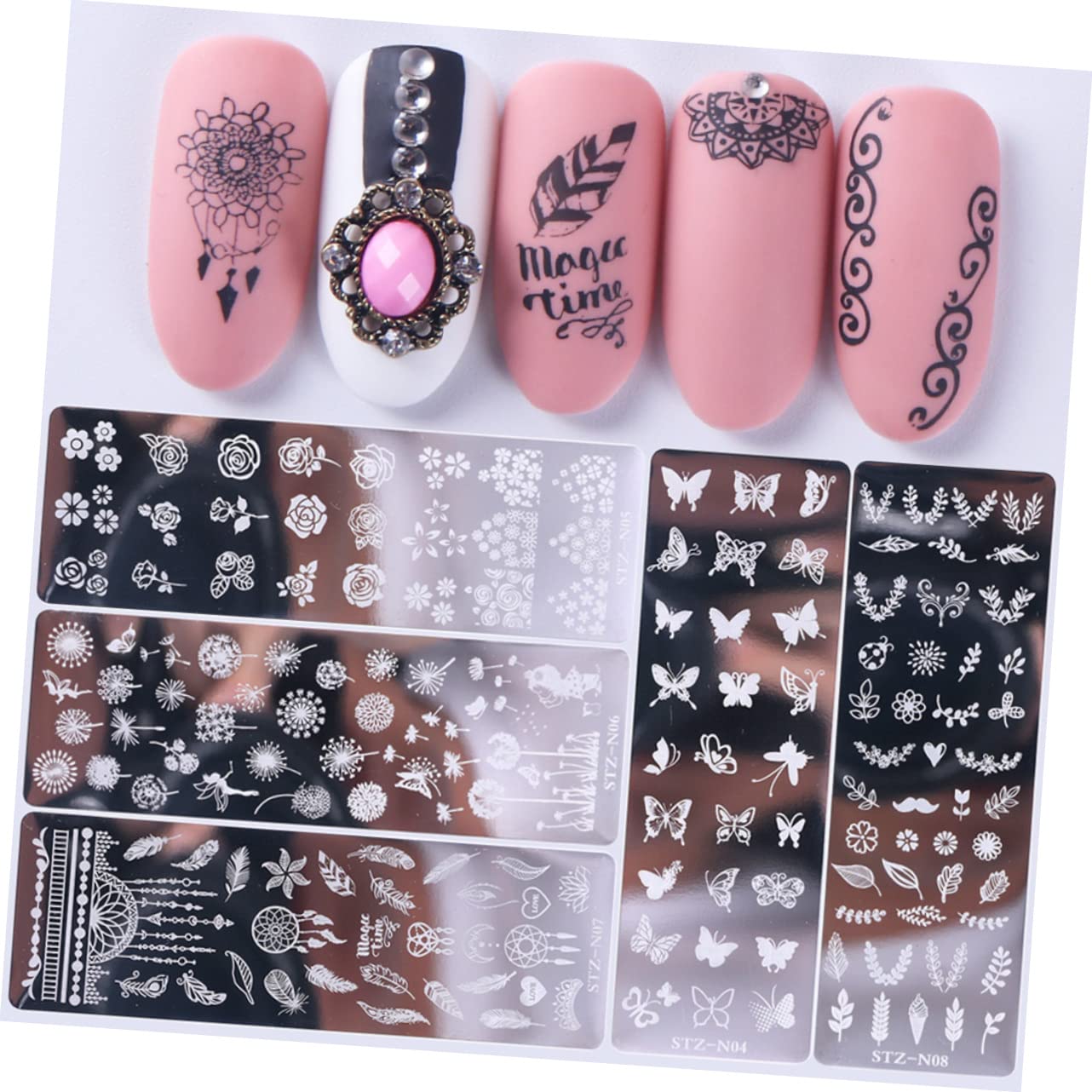 Healeved 18pezzi Piastre Per Stamping Unghie Inossidabile Con Motivi Di Fiori e Farfalle Di Template Per Nail Art Elegante e Creativo Per Manicure e Occasioni Speciali