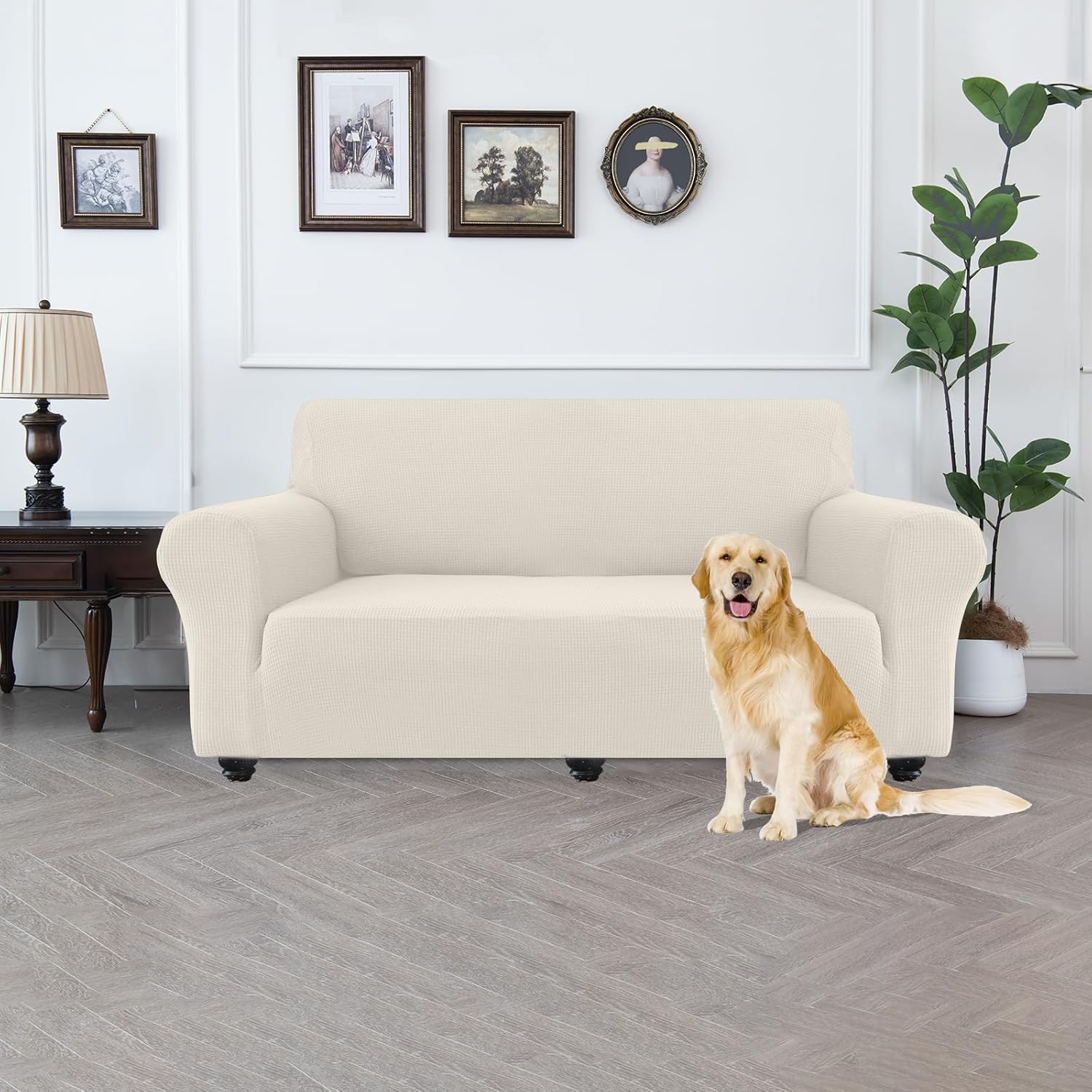 Waterproof Couch Cover for Pets, Dual Layer TPU Sofa Protector 100% Leakproof Dog Proof Stretch Non-Slip Washable Furniture Covers for Pets, Dogs, Cats and Kids (Sofa,Beige)