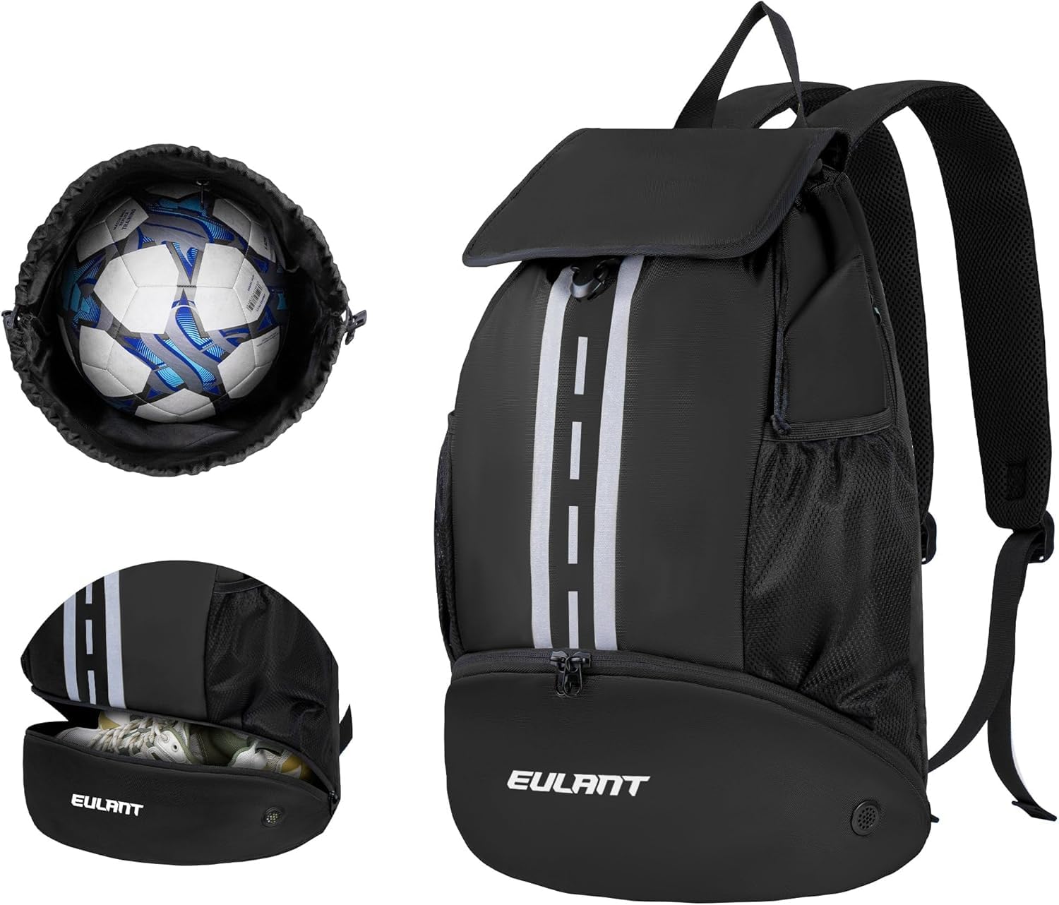 EULANT Zaino da calcio con scomparto per scarpe, borsa impermeabile con coulisse per sport, palestra, nuoto, yoga, viaggi, calcio, pallavolo