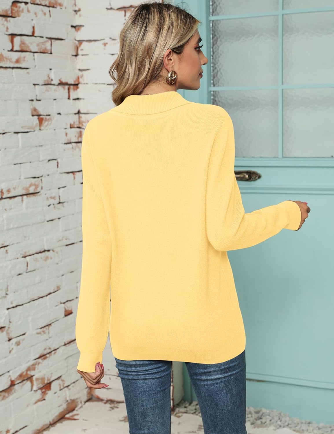 Ivicoer Women Long Sleeve V Neck Pullover Collar Knitted Sweaters - Image 4