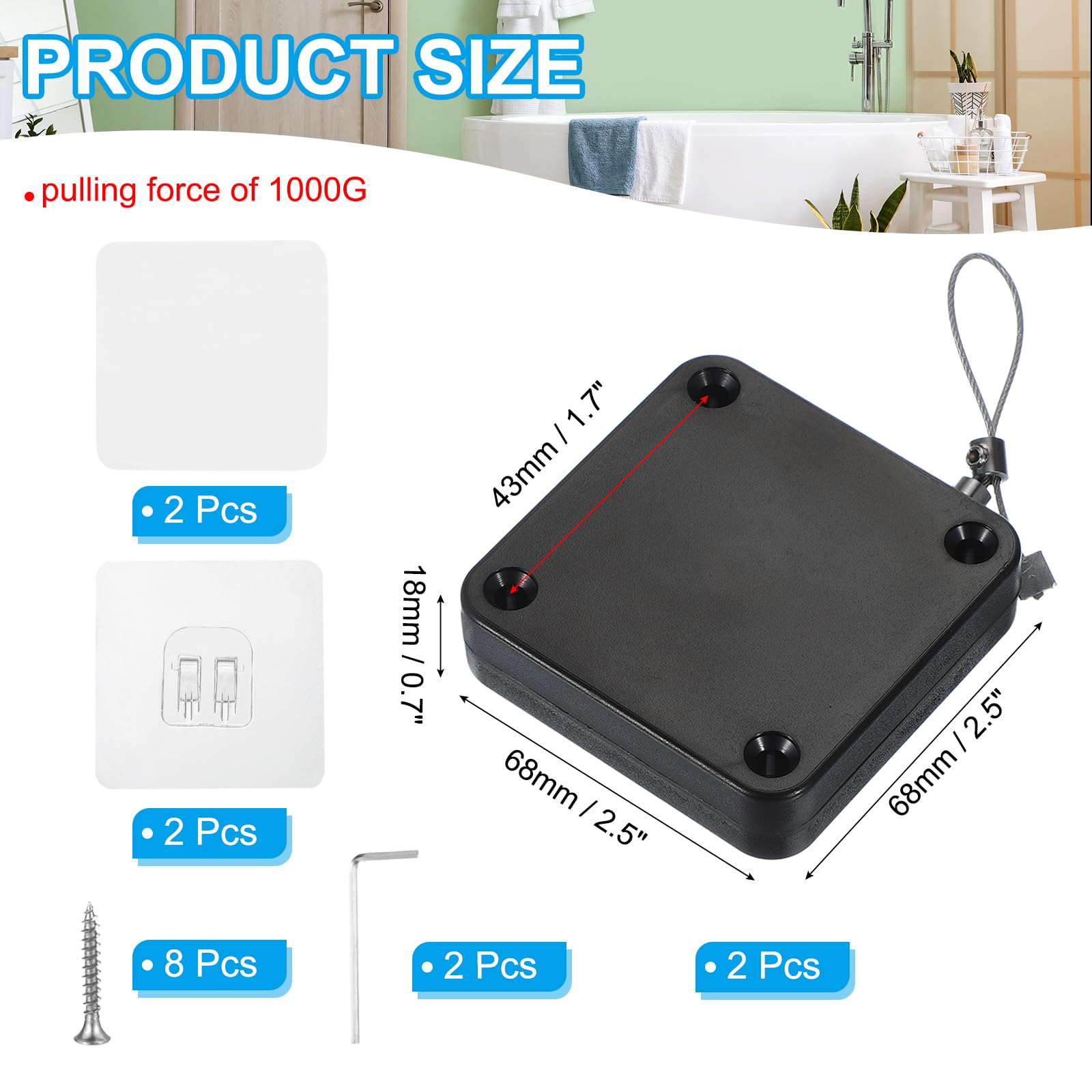 PATIKIL Punch-Free 1000g Automatic Sliding Screen Door Closer - Image 2