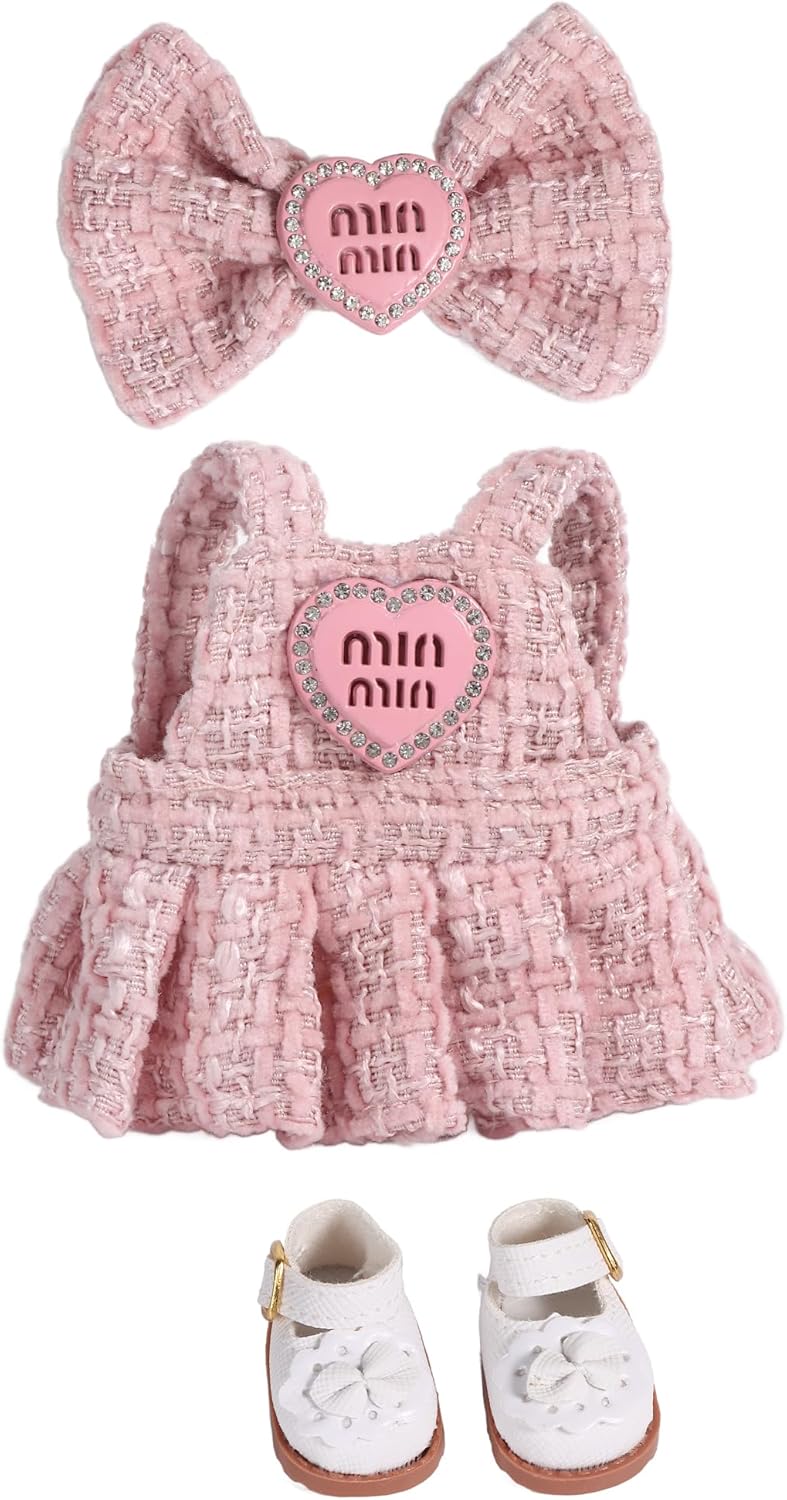 15/17cm Doll Clothes Set, Have a Seat Doll Clothes with Accessories, Cute Outfit Accessories with Skirts, Cameras, Shoes, Headwear 5.91-6.7inch (Style 2)