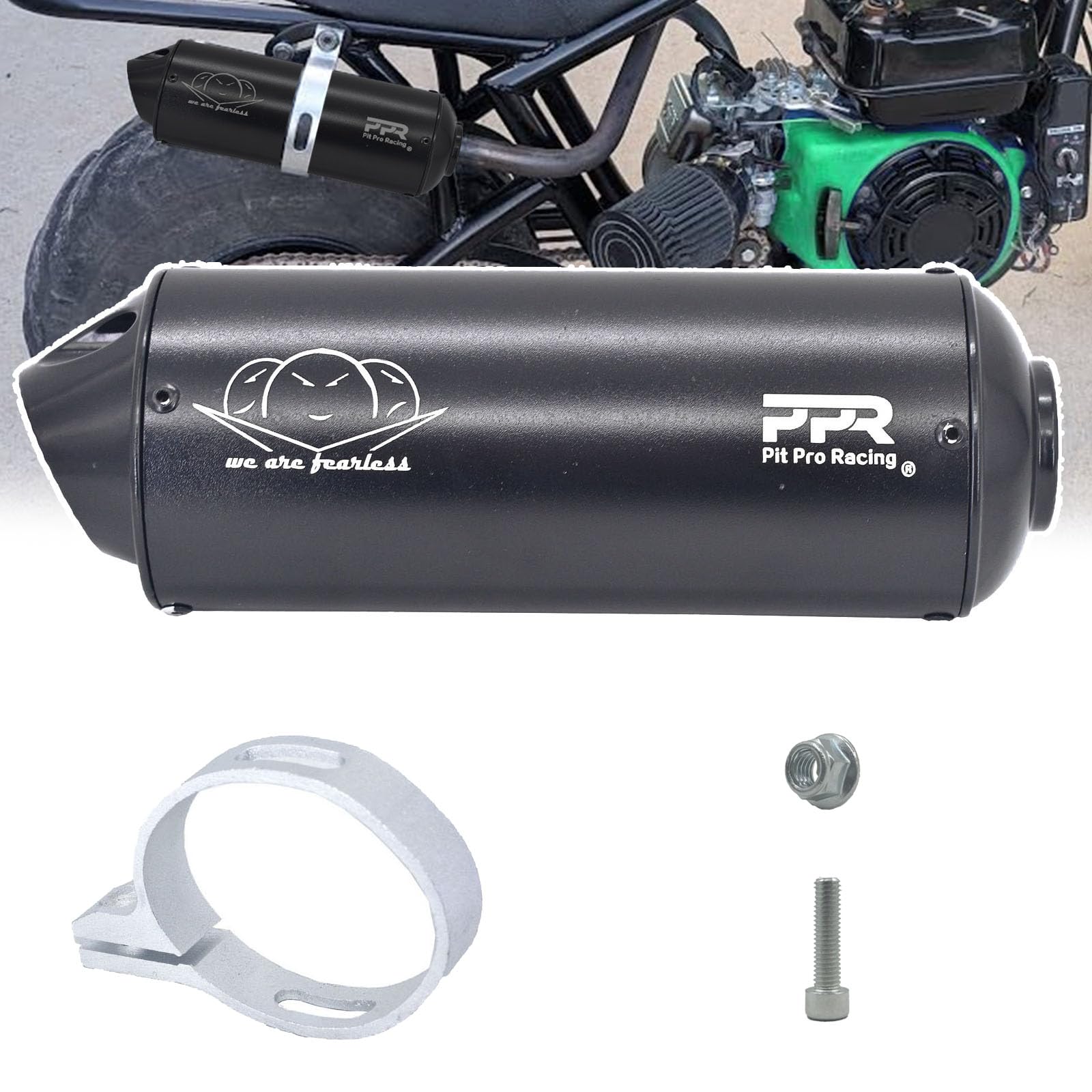 38mm Motorcycle Exhaust Muffler Tip Pipe Fits for 50cc 110 125cc 150cc 160cc Dirt Pit Bike ATV Quad 4 Wheeler Black