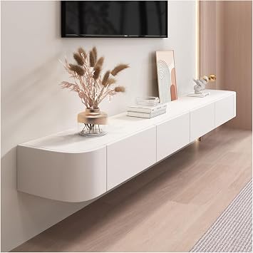 Wall-Mounted Floating TV Stand with Storage Modern Media Console Cabinet for Living Room and Bedroom Cable Management IncludedWhite,240x24x20cm