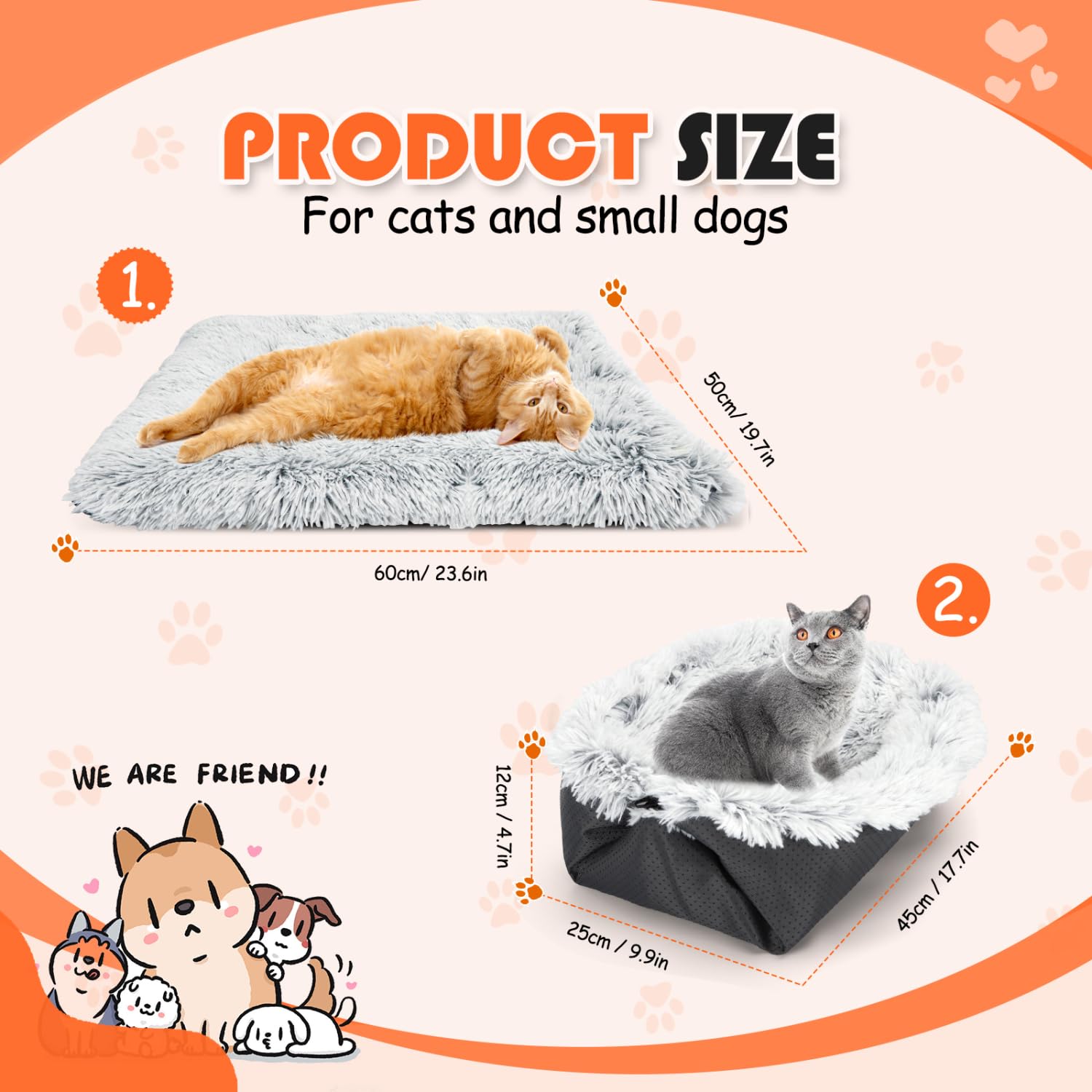 Nobleza Cat Bed, 2 in 1 Cats Beds for Indoor Cats Foldable Kitten Nest Cat Cushion - Image 2