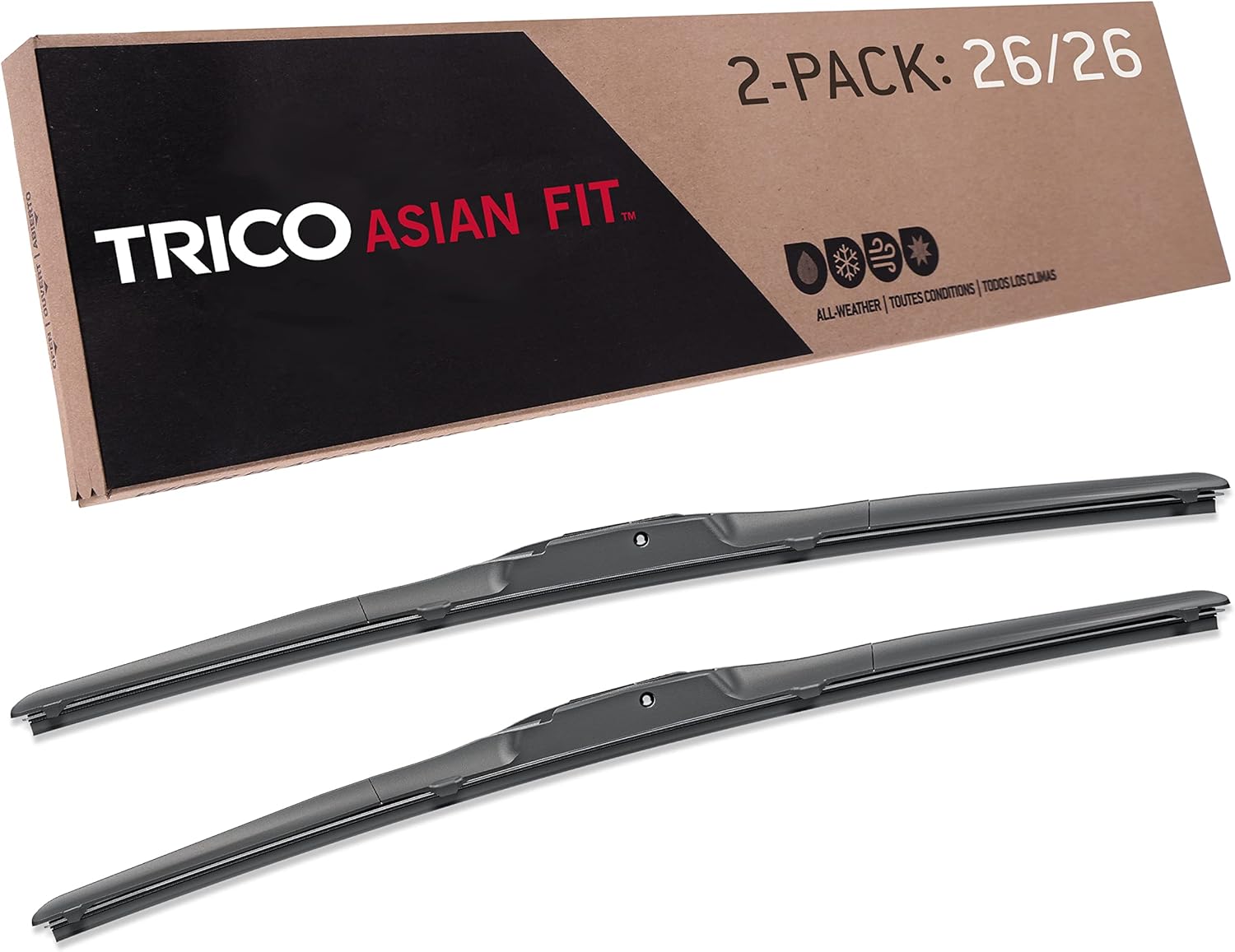 TRICO Solutions™ Asian Fit 26 Inch Pack of 2 High Performance Automotive Replacement Windshield Wiper Blades for 2017-2021 Honda Clarity (57-2626) 26" + 26" Pair Pack