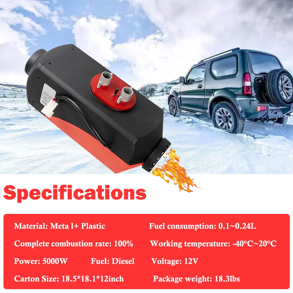 Lolicute Diesel air heaters, 12V 5KW diesel parking heaters, 10 liters