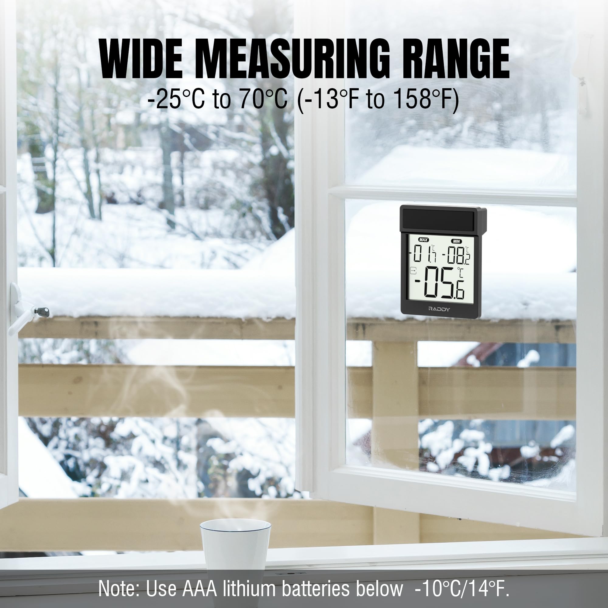 Raddy AG7 Weather Station Wireless Indoor Outdoor Thermometer, 7.4'' Digital Color Display - View #8