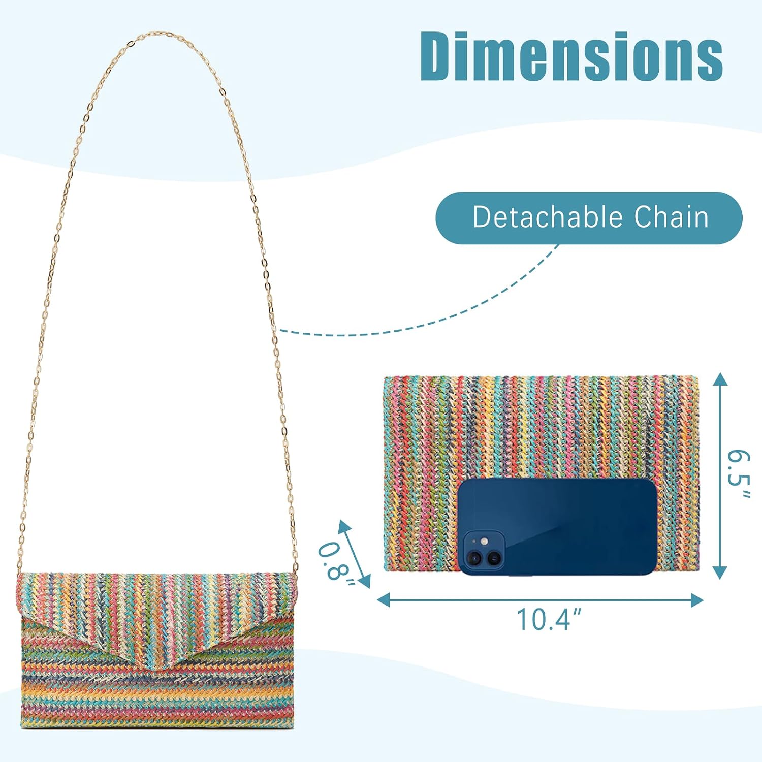 Summer Purses Women 2026 Straw Woven Beach Bag Chain Crossbody Shoulder Handbag Flap Evening Clutch Vacation