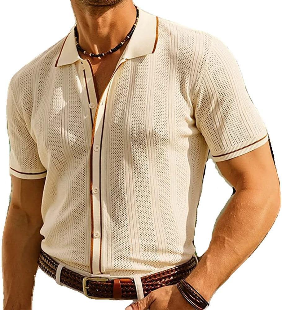 Xingfenly Men' Luxury -Down Knitted Shirt Streetwear Retro Solid Long Chic Patchwork Knitwear