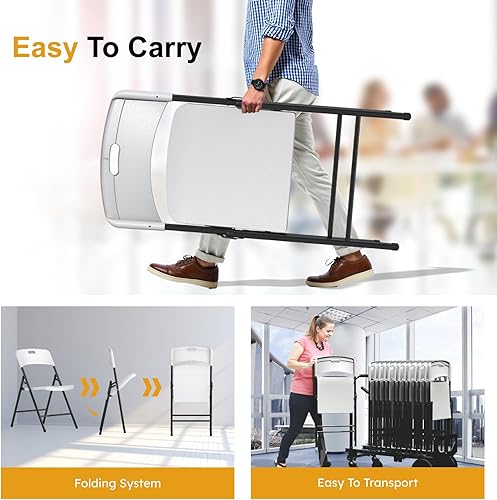 Miniatura 5 de Paquete de 6 sillas plegables, capacidad de 700 libras, silla plegable resistente con marco de acero reforzado para uso en interiores y exteriores,