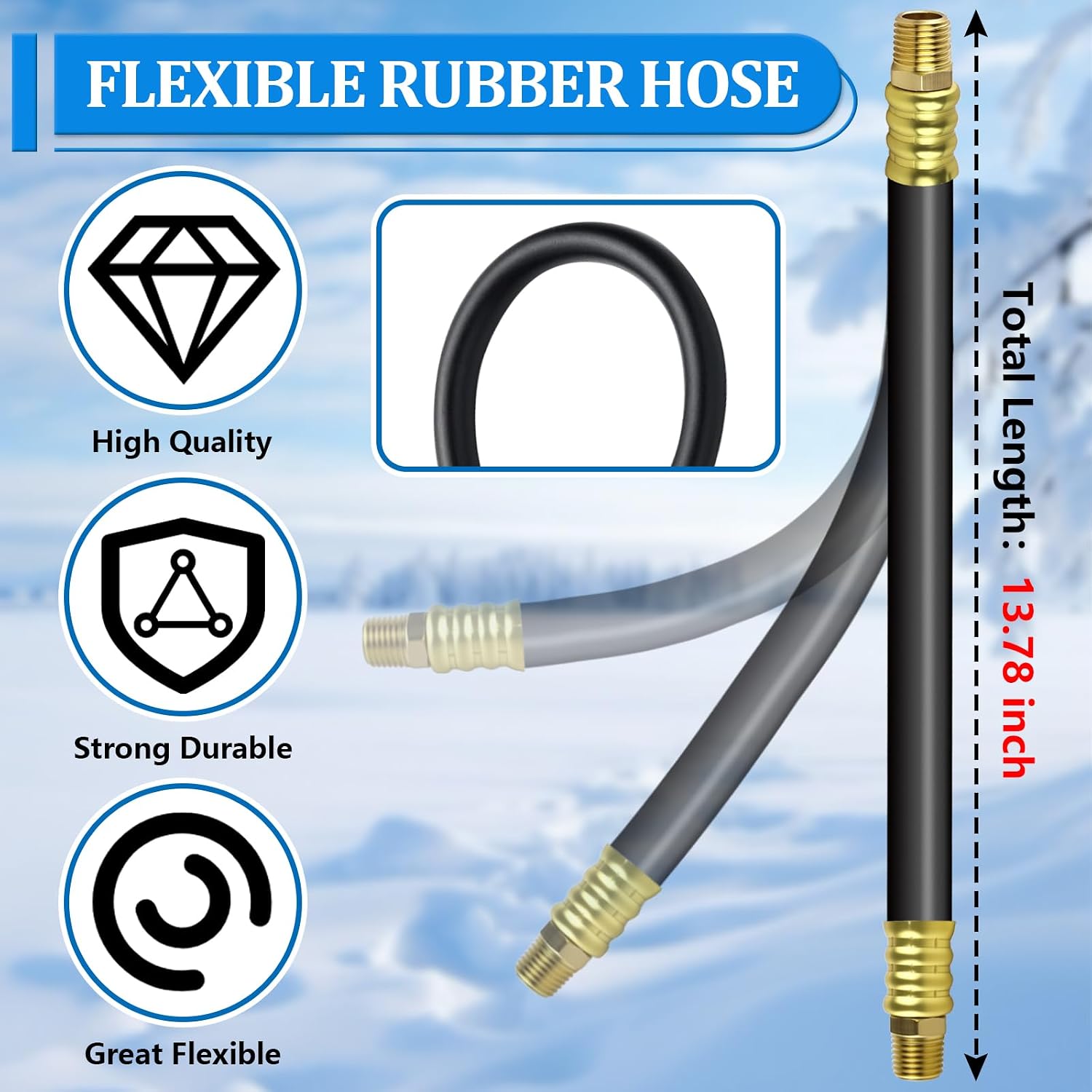 RV Winterizing Kit Sprinkler Blowout Adapter with Shut Off Valve-12 inch RV Winterizing Hose Tool Kit-Air Compressor Kit Male & Female Quick Connect Blow Out Fitting Plug (12''-1pcs)