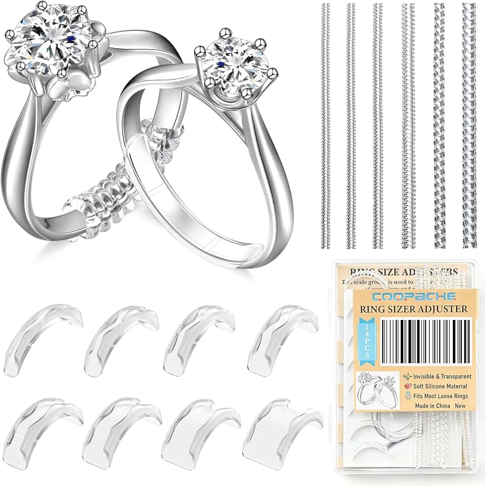 Coopache Ring Sizers for Loose Rings, Invisible Size Adjuster Silicone, Guards Spacer Tightener Resizer Fitter