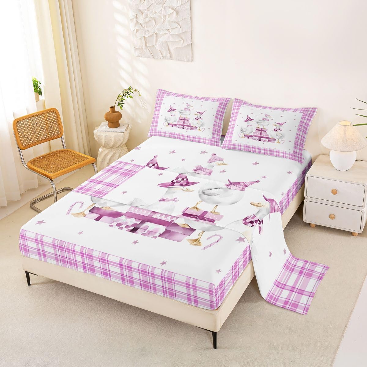 Erosebridal Cute Birthday Goose Full Bed Sheets