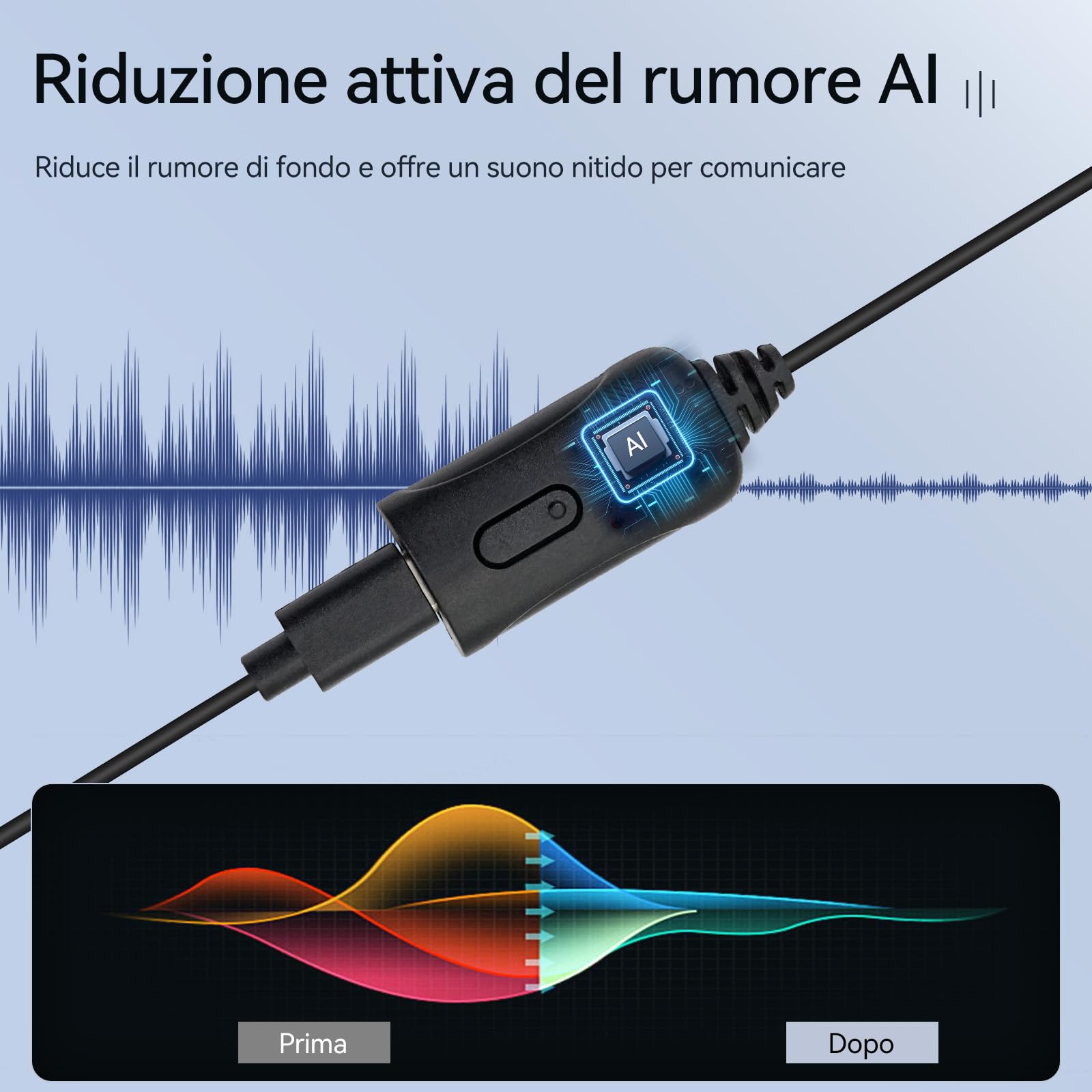 Retevis Cancellazione Attiva Del Rumore Walkie Talkie Auricolare, 2 Pin Cuffie Radio con PTT, Auricolari Walkie Talkie Compatibile con Kenwood Radio Bidirezionale RT24 RT668 RT27 RT622 (1pcs)
