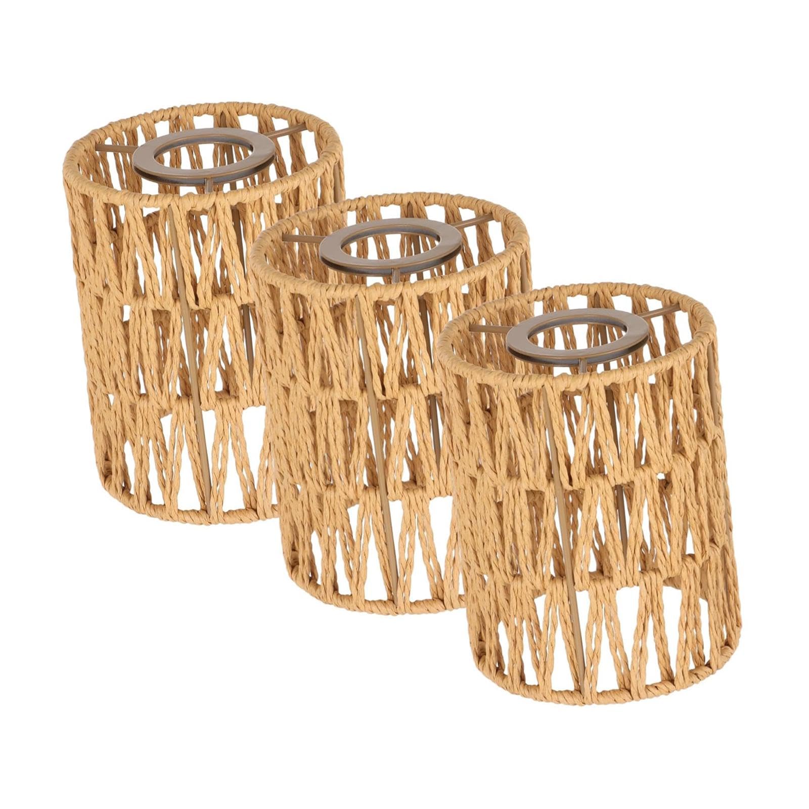 Sharplace Rattan-Lampenschirm Korb-Lampenschirm für Hängelampe, Deckenlaternenabdeckung, Kronleuchterabdeckungen, Boho-Hängelampenschirm für Café, Wohnzimmer, Flur, Küchentisch, Hochzeit, 15 x 11,5 cm
