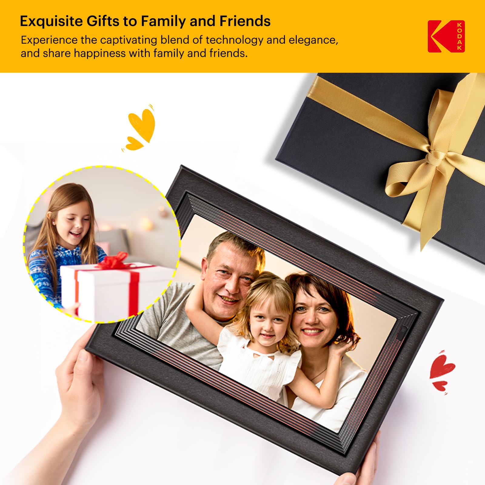 KODAK Cadre Photo Numérique Connecté WiFi, Cadre Numerique Photo Grand Format, 21.5 Pouces FHD IPS Écran, 32Go Mémoire, Partagez des Photos/Vidéos via App, Rotation Automatique, Détecteur de Mouvement