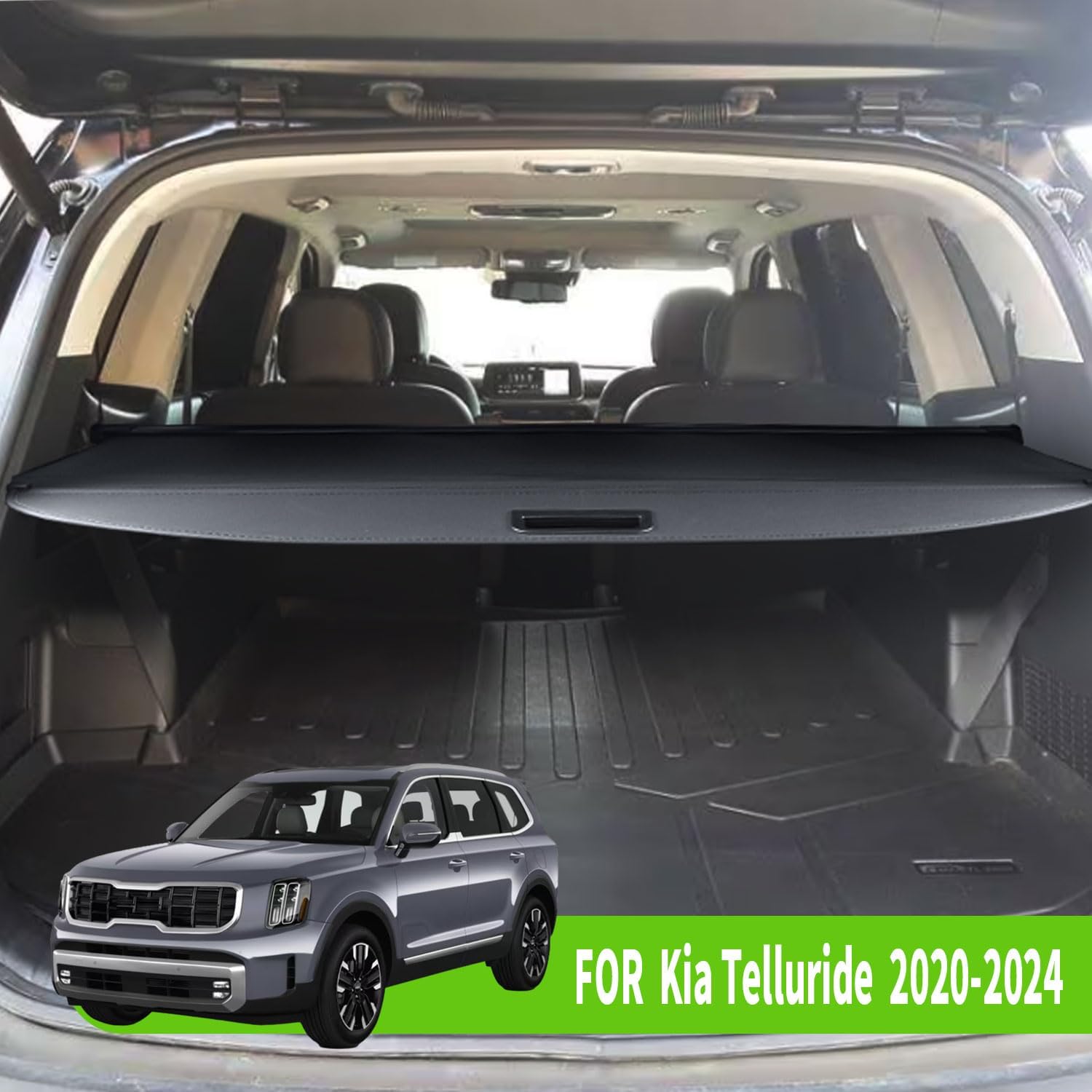 Cargo Cover for 2024 Kia Telluride 2020 2021 2022 2023 2025 Accessories Rear Trunk Cover Rear Trunk Security Cover Shielding Shade, Black