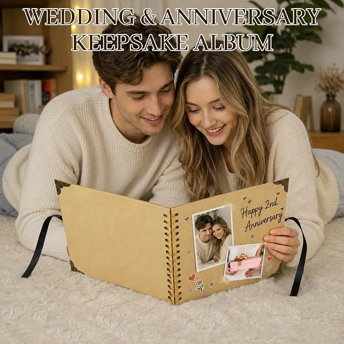 Álbum de fotos scrapbook 10x10 80 páginas papel kraft miniatura 7
