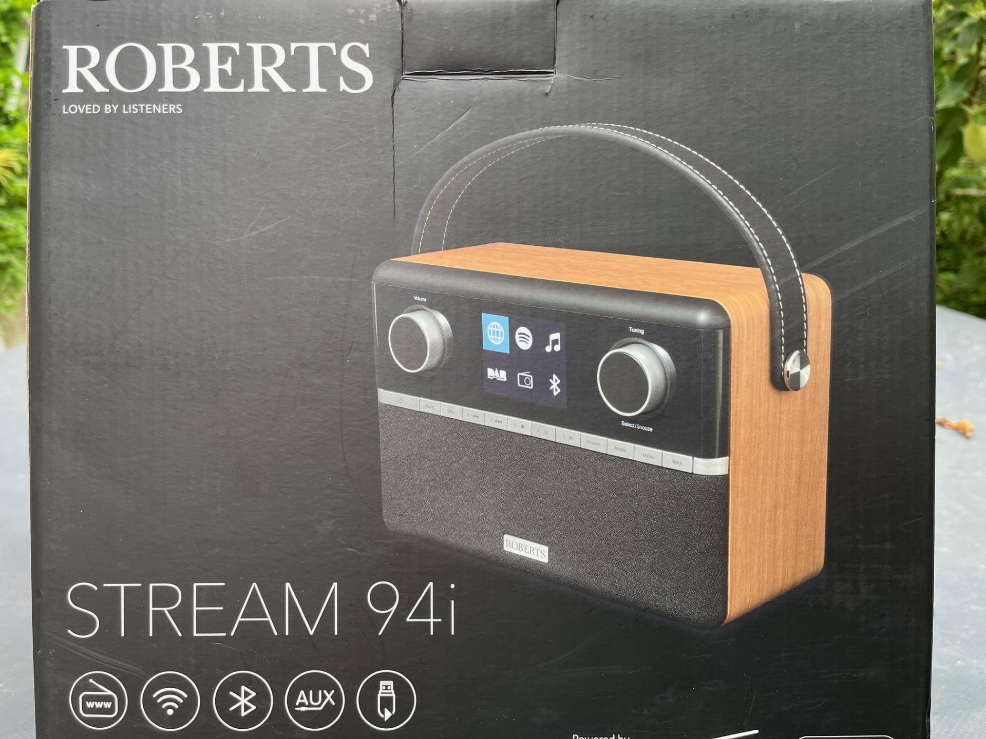 Roberts Stream 94 L Stéréo Radio Portable, Dab+/FM/Bluetooth/WiFi, Noir et Cerisier