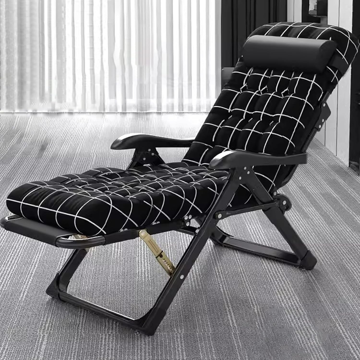 Chaise Longue Gravity Noire Pliante contre le Mal de Dos avec Coussin