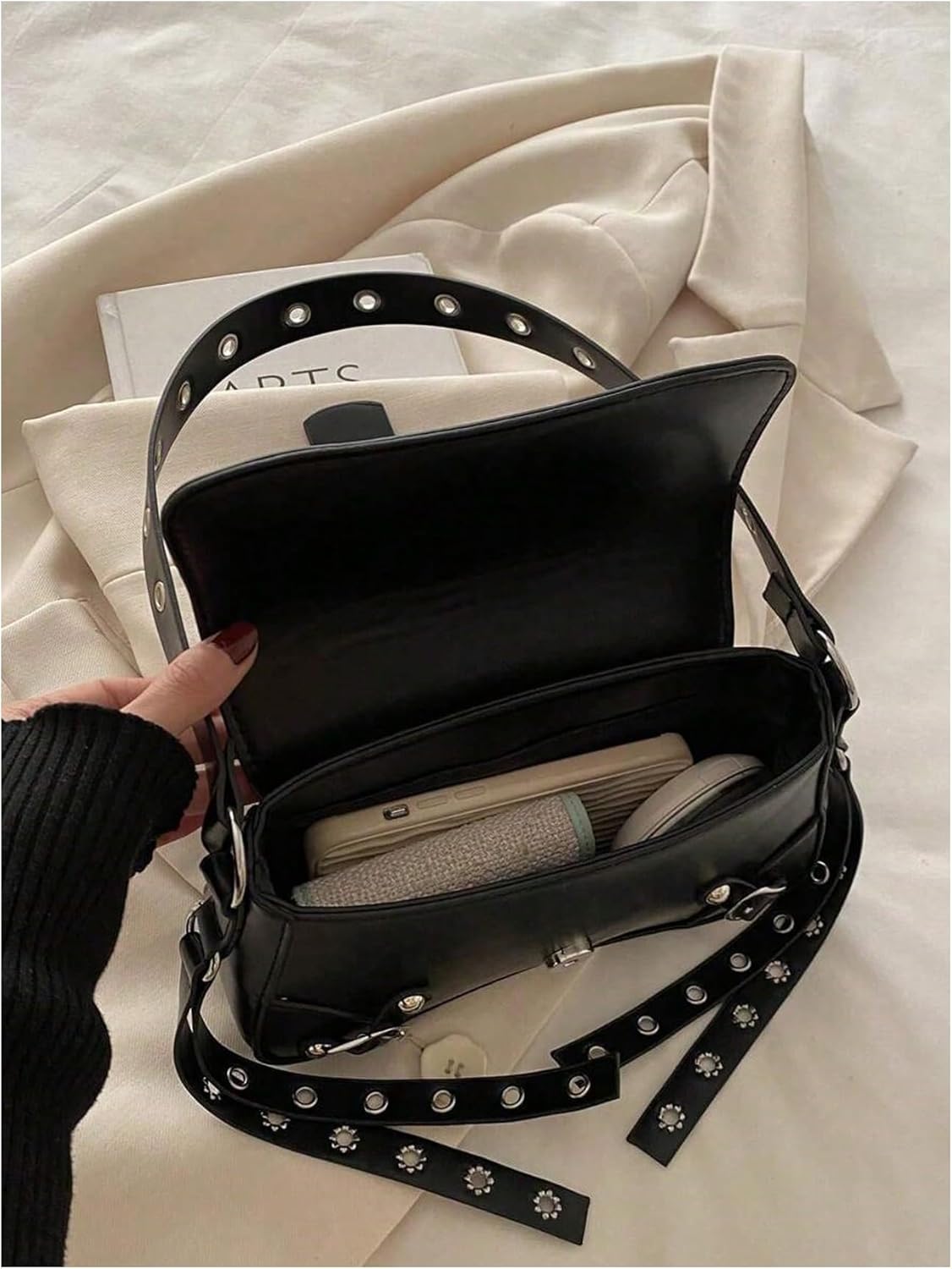 Floerns Women's Y2k PU Leather Handbags Flap Buckle Hobo Shoulder Bags Punk Clutch Purse - Image 5