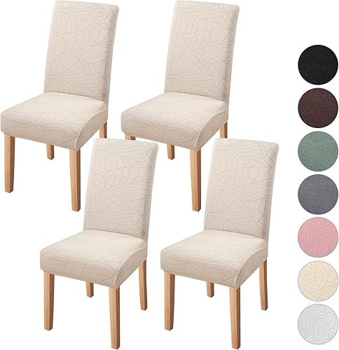 YISUN Juego de 4 fundas para sillas de comedor, fundas elásticas de jacquard para sillas, fundas para sillas Parsons, extraíbles y lavables, fundas