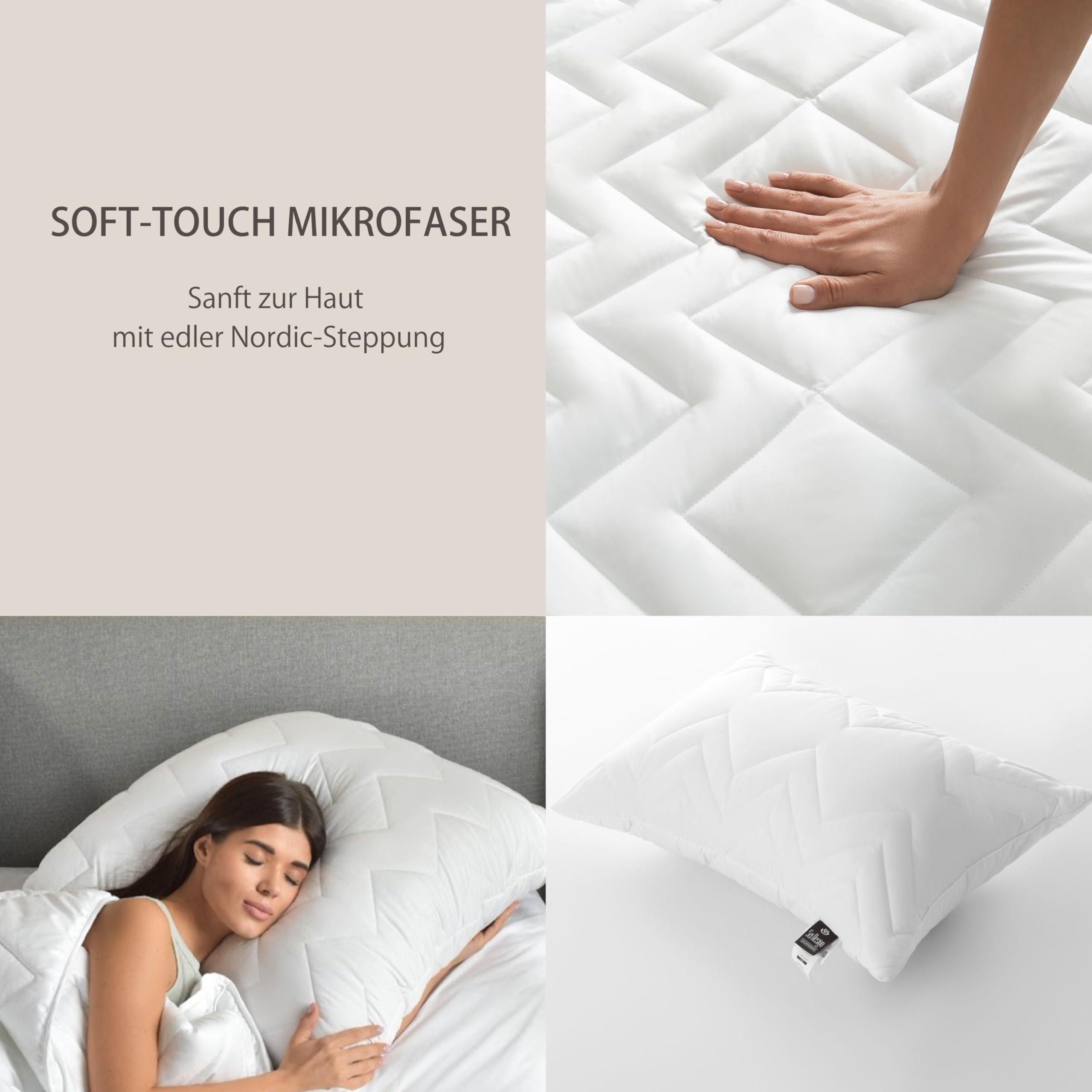 Sei Design Pack de 2 oreillers Classic Dream“, Microfibre 80 x 80 cm, Blanc, matelassé