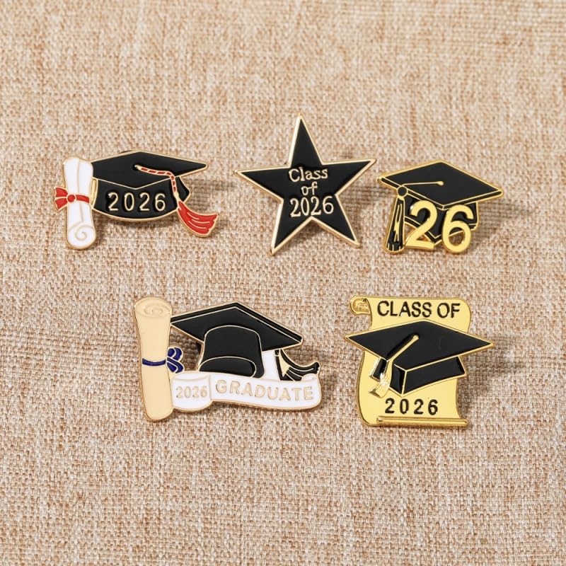 Image of Graduation Enamel Lapel Pins Class of 2026 Graduation Caps Brooches Gifts Souvenir Emblem Badges Diploma Brooche for High College Teacher School Vacation Accessories