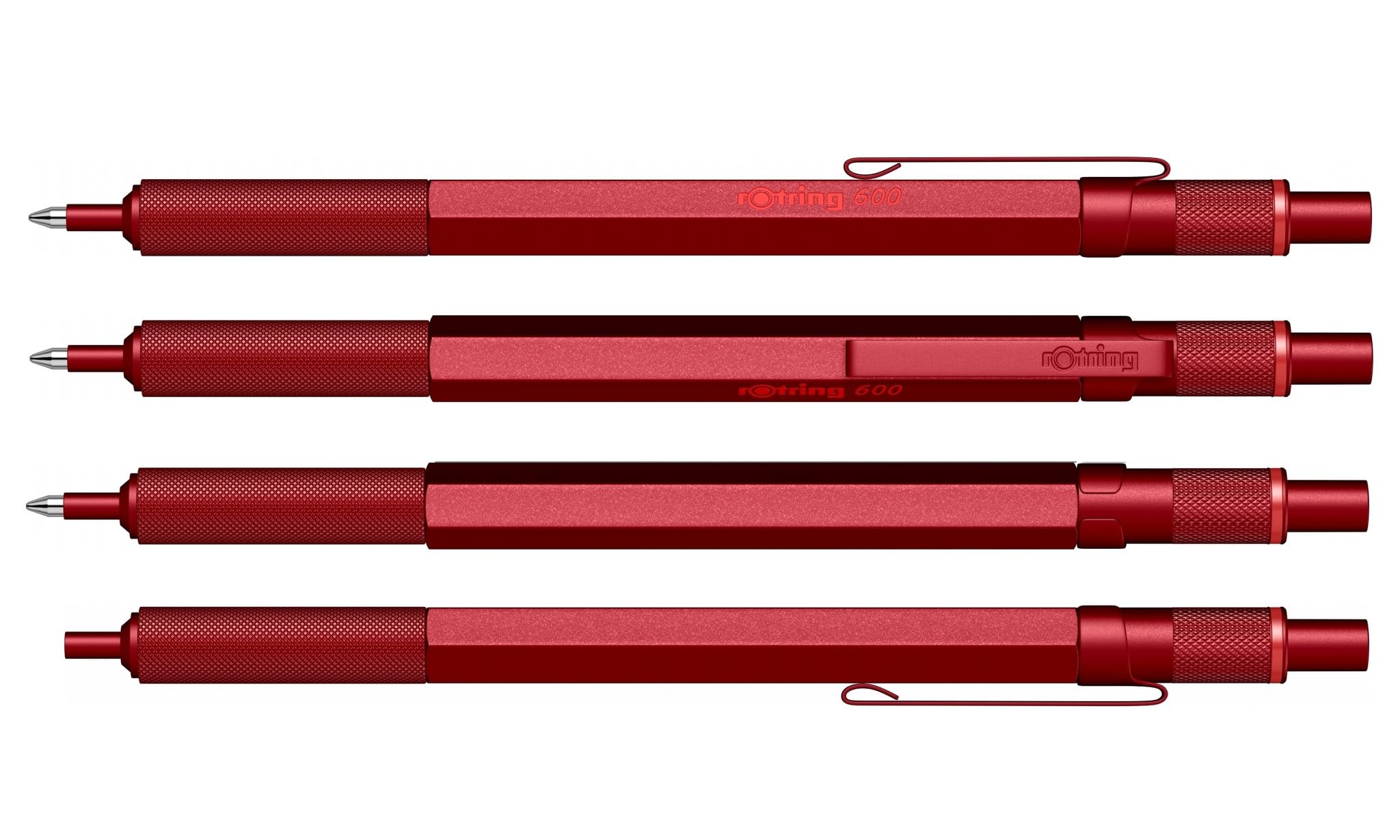 rOtring Set di 600 penne a sfera e portamine meccaniche con incisione, set di scrittura in metallo di alta qualità, regalo per ufficio, studio e tecnica (rosso)