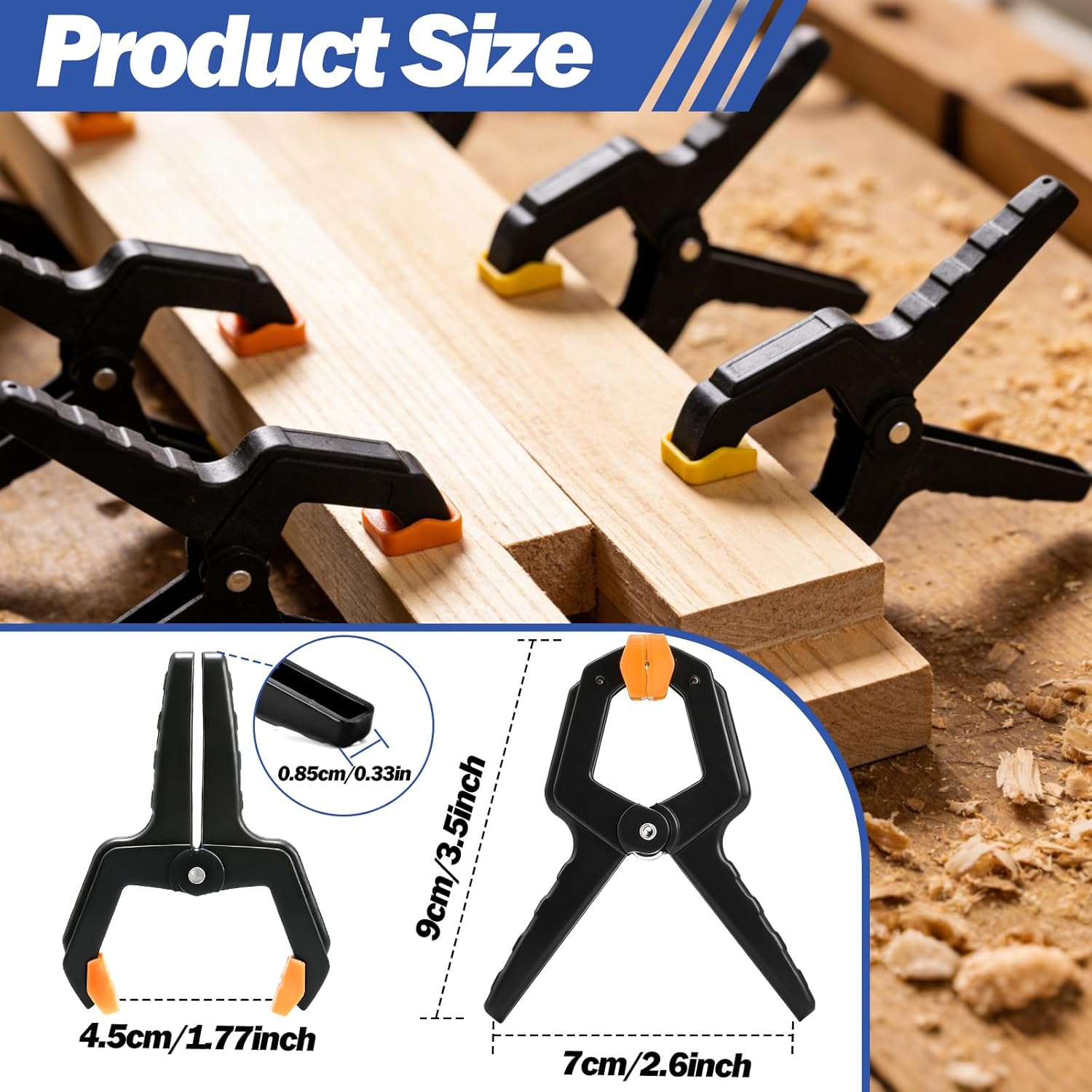 30 Pack Plastic Spring Clamps, 3.5 inch Heavy Duty Clips Spring Clips, Backdrop Clips, Plastic Wood Clamps for Woodworking, Crafts, Small Clamp for Backdrop Stand, Home, Photography Orange Splint