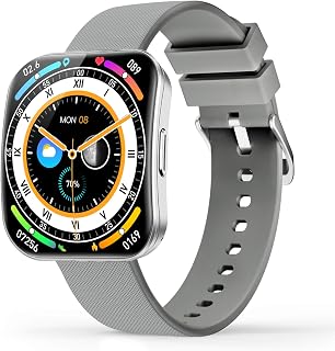 Smart Watch for Men Women, Bluetooth Calls,1.85"HD AMOLED Curved Display Fitness Watch with Blood Pressure Sleep Heart Rate Monitor,AI Dial,AI Q&A,110+ Sports Waterproof IP68 Smartwatch, Silver-White