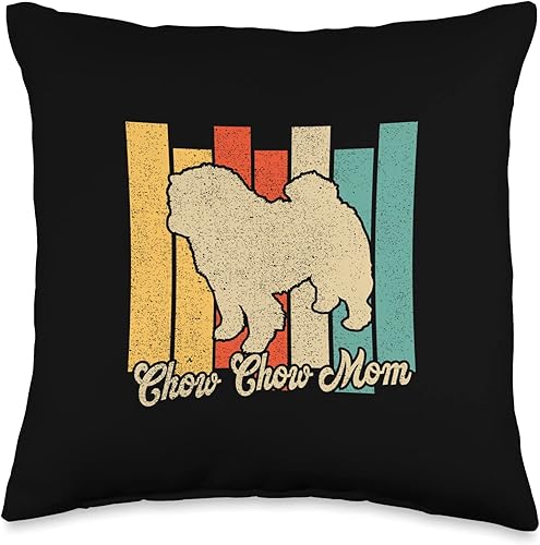Chow Mom Vintage Retro Dog Mama Mothers Day Throw Pillow, 16x16, Multicolor
