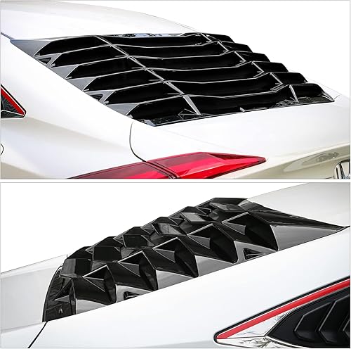 Miniatura 3 de IKON MOTORSPORTS, Rejillas de ventana trasera compatibles con Honda Civic Sedán 2016-2021, estilo IKON negro brillante, persianas para parabrisas