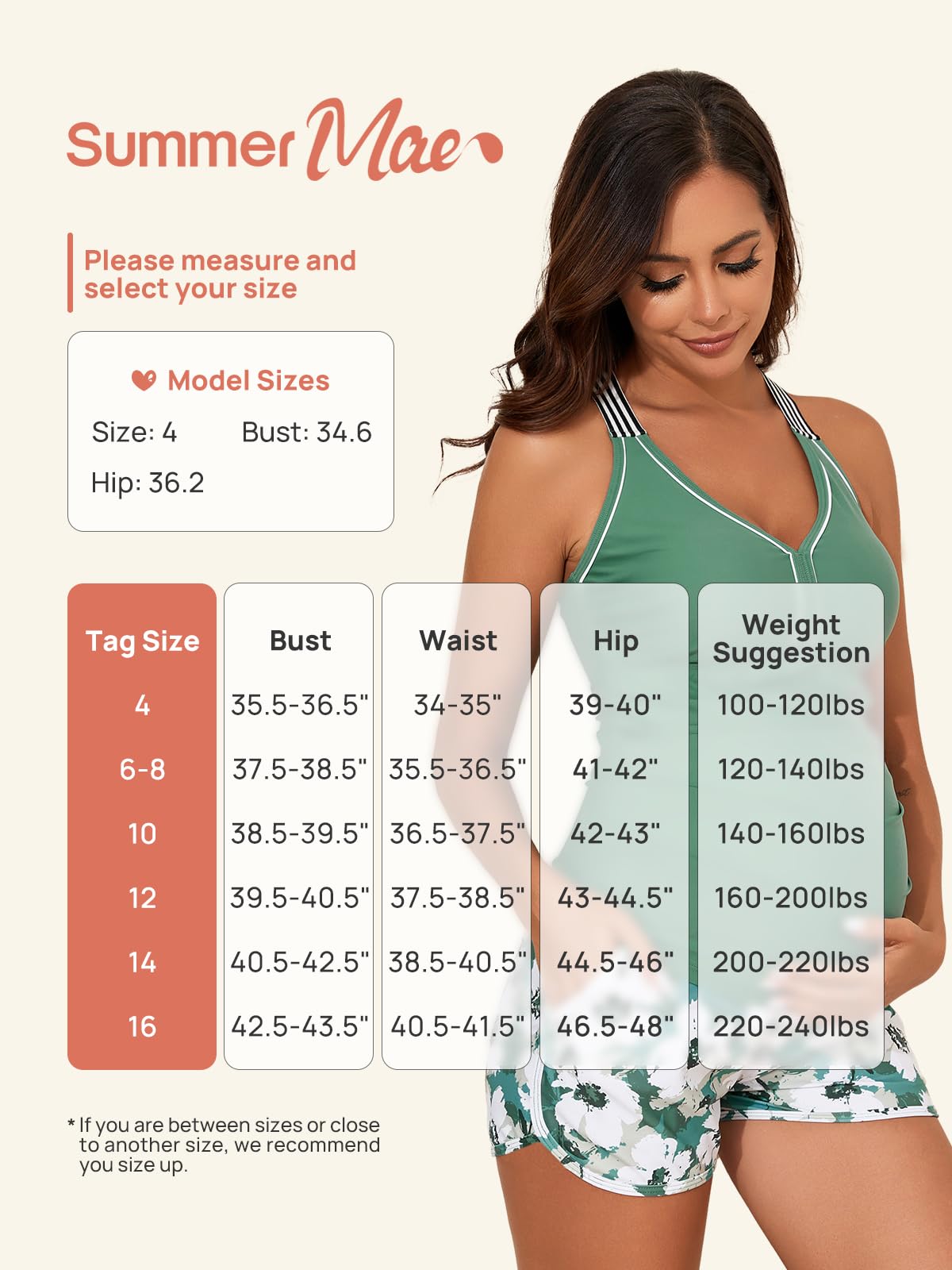 Summer Mae Maternity Two Piece Swimsuit Tankini High Waist Pregnancy Bathing Suit with Pockets Cross Back