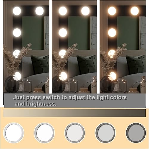 Miniatura 4 de Irontar Mesa de tocador de maquillaje con estación de carga, puertos USB y tomas de corriente, escritorio de tocador para dormitorio con luces y