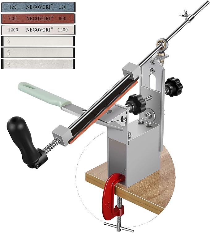 Professioneller Messerschärfer - 8 Schleifsteine, Feste Winkel, Mit Klemme Für Küchenmesser