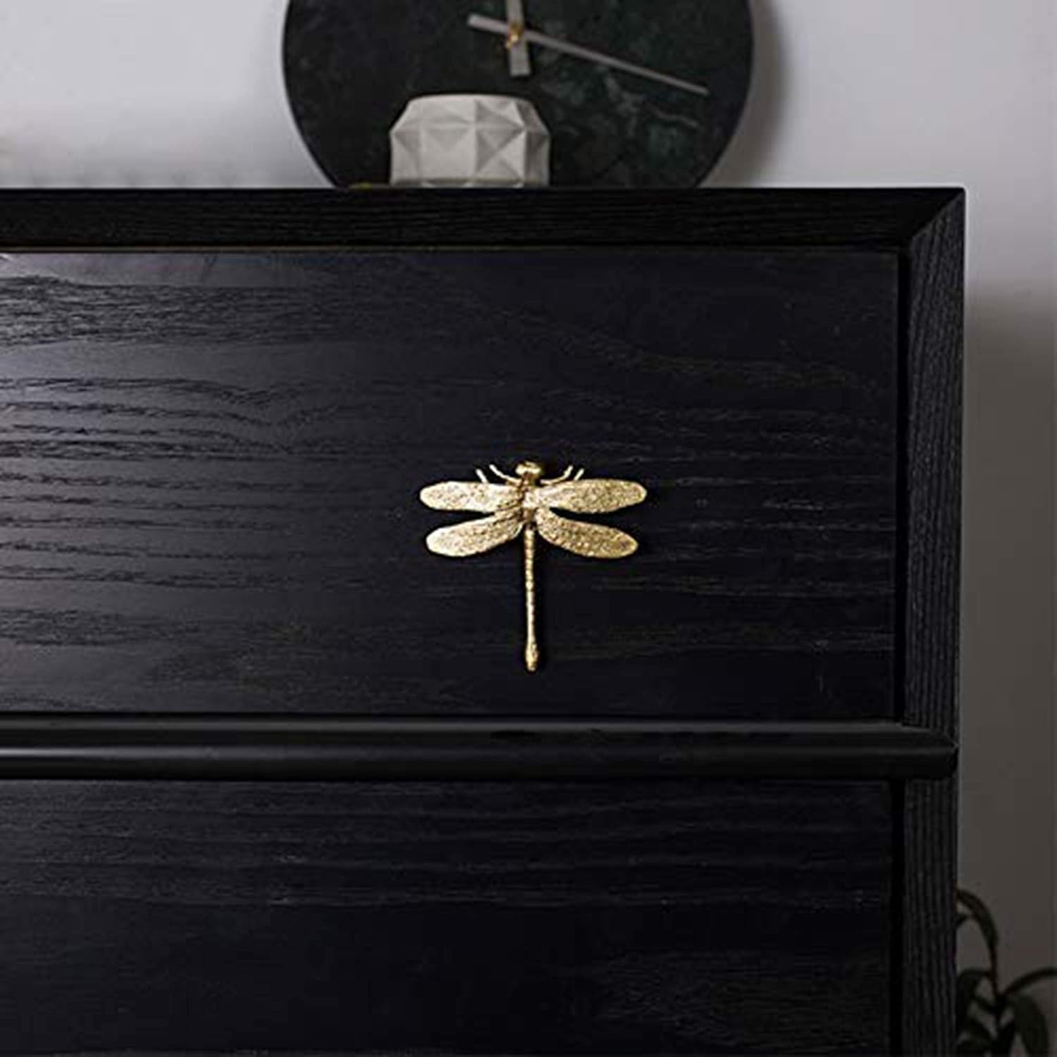 4 Pcs Brass Drawer Pull Knob Gold Cabinet Dreeser Handle - Dragonfly Designed for Modern Home